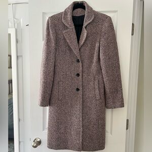 Women's Express Tweed Coat - Pink with Black Button Detail